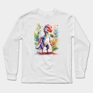 Colorful Jurassic Dinosaur Cute Velociraptor Raptor Long Sleeve T-Shirt